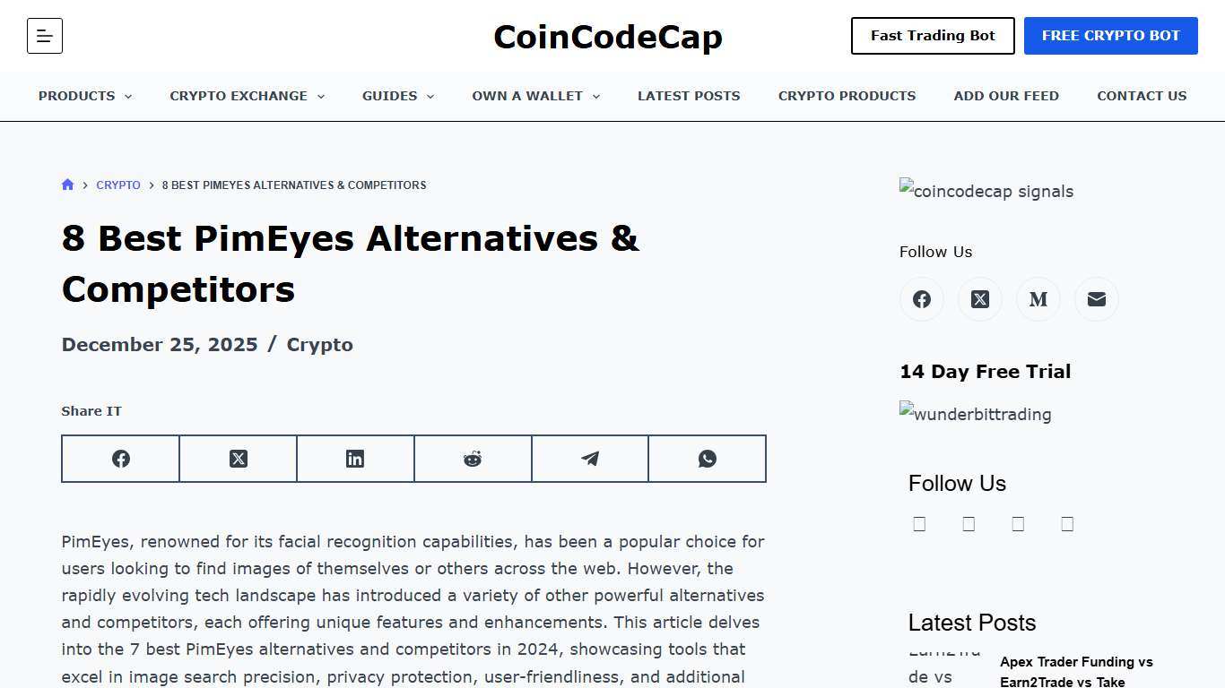 8 Best PimEyes Alternatives & Competitors 2026 - CoinCodeCap